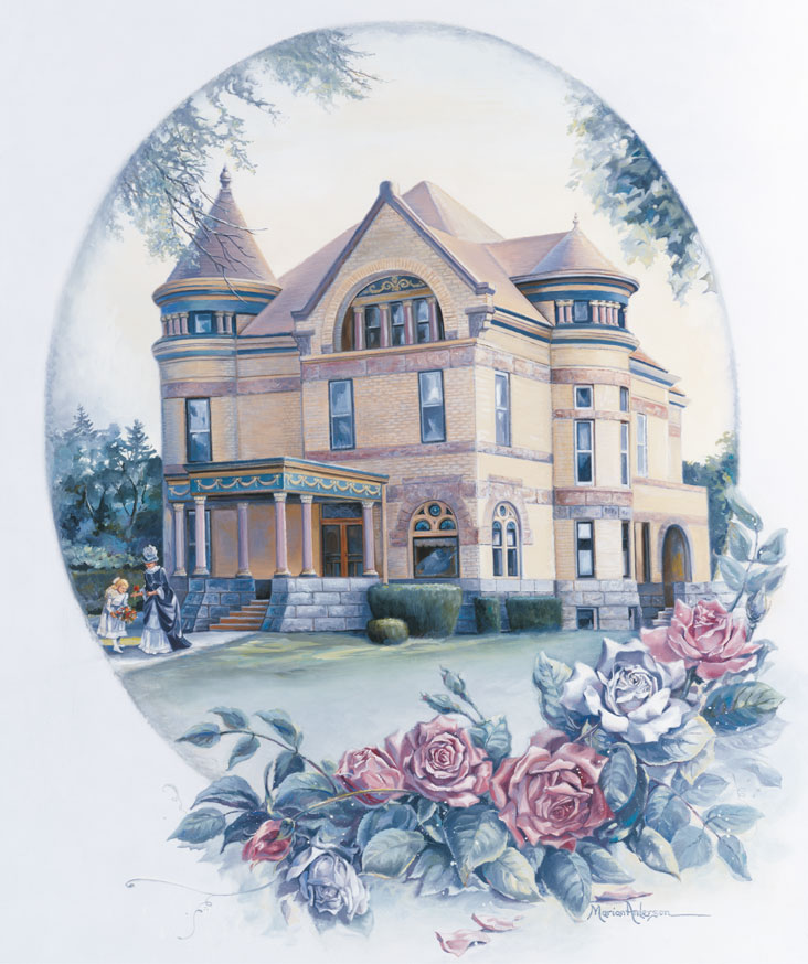 Cherished Memories by Marian Anderson features the Cray House, the home of Judge Loren Cray and later the Mankato YWCA