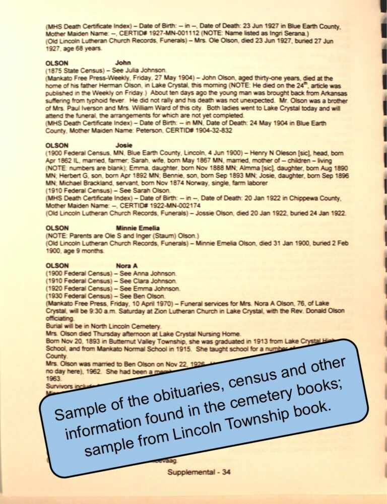 Sample page from "Remembering the People" Cemetery book series