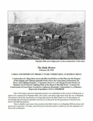 Preview of Rapidan Dam: The Construction of a Landmark, February 28, 1910 newspaper report