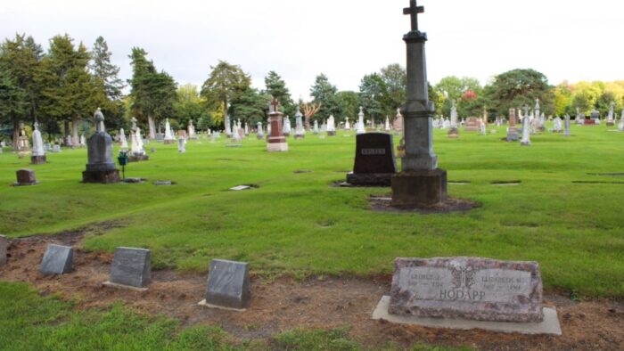 A screenshot of Calvary Cemetery as seen in BECHS Calvary Cemetery Video