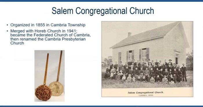 A screenshot of the Salem Congregational Church as seen in the History of the Welsh in Southern Minnesota