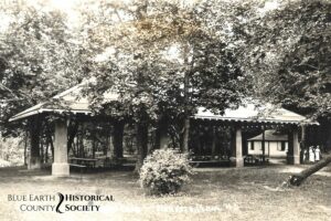 Picture of the Minneopa Park Pavilion shortly after completion. C.1940s