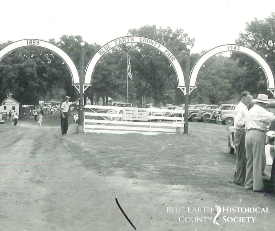 Blue Earth County Fair Gates,, Black and white image