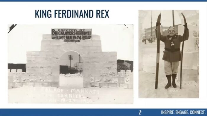 The 1920 Mankato Winter Carnival including many festivities and royalty including "King Ferdinand Rex" of Mankato.