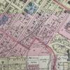 A portion of the 1893 Mankato City Map in color showing Thomas Warren's first Addition.