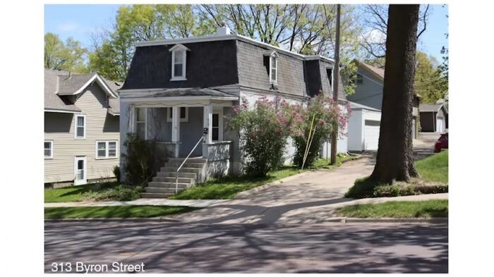 Present day view of 313 Byron Street, Mankato, as seen in the Silk Stocking Stroll Part 2, a virtual walking tour from BECHS.